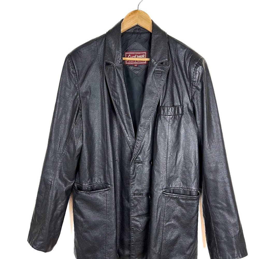 Vintage 100% Genuine Leather Black Blazer